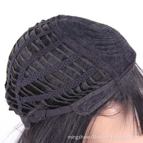 Long Synthetic Wigs With Bangs For Women Black Heat Resistant Fiber Cosplay Costume Wig